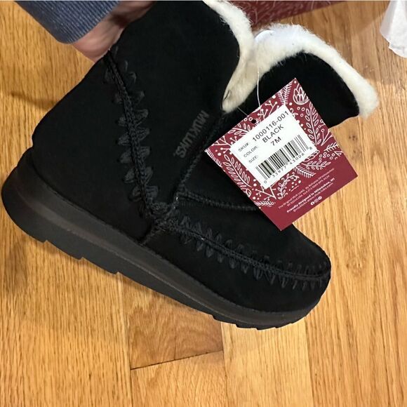 Muk Luks size 7 black winter boots wool blend - Picture 5 of 6